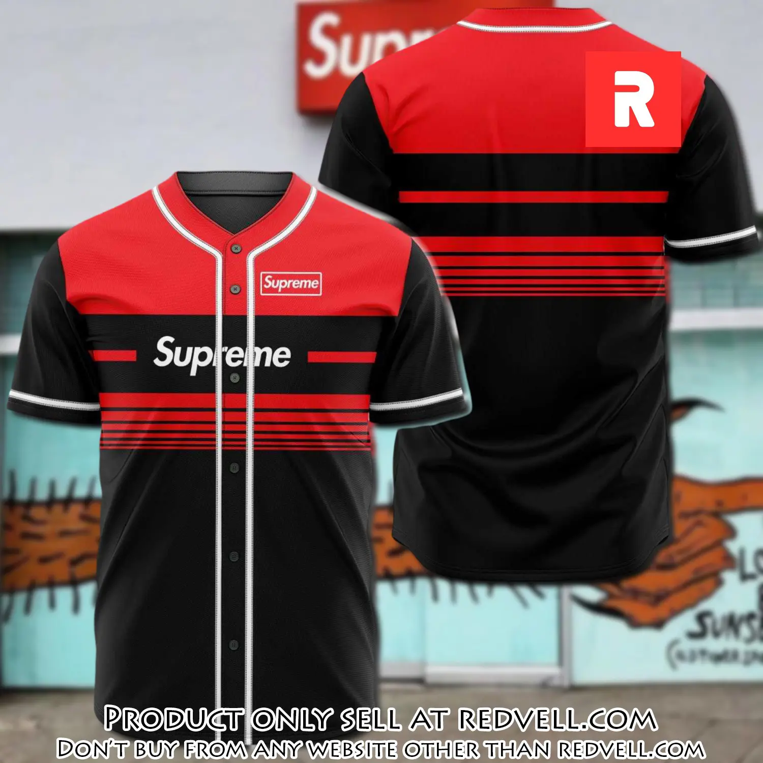 Supreme black red baseball jersey shirt luxury bjs1239 rv3650945